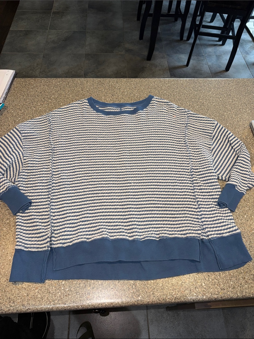 American Eagle Outfitters Seriously Lived in Thermal Striped Crewneck Top